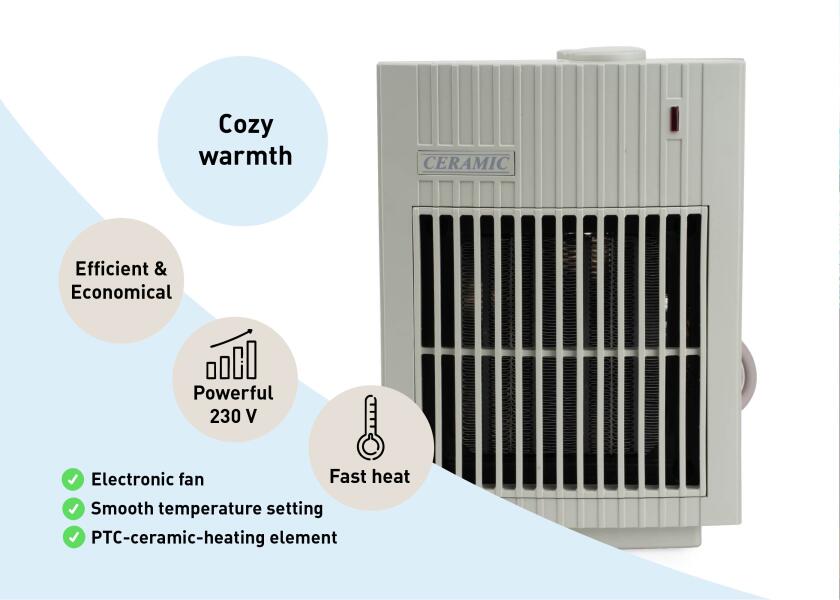 Купить Керамический тепловентилятор / 230 В / 1,5 кВт / светло-серый 44169-bvs 7ft.ru в интернет магазине Семь Футов