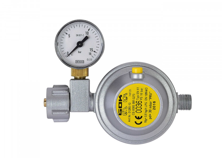 Купить GOK 01-280-10 Регулятор давления газа Караван 30 мбар / с манометром 77417-bvs 7ft.ru в интернет магазине Семь Футов