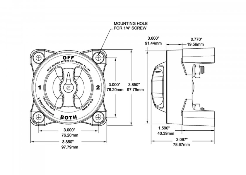 Купить BLUE SEA 3000 Выключатель аккумулятора / 600 А 20181-bvs 7ft.ru в интернет магазине Семь Футов