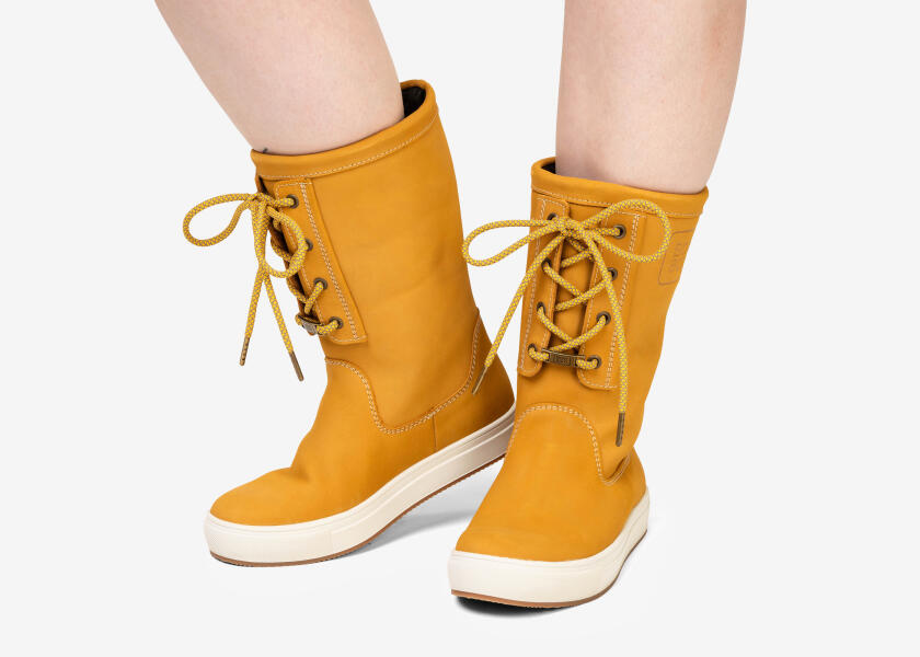 Купить BOATBOOT Кожаные ботинки на шнуровке / желтый / Размер обуви: 44 7ft.ru в интернет магазине Семь Футов