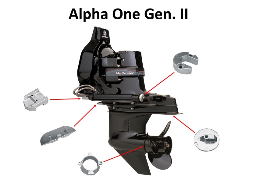 Купить Комплект анодов для Mercury Z-Drive ALPHA One Generation 2 / Материал: Цинк 7ft.ru в интернет магазине Семь Футов