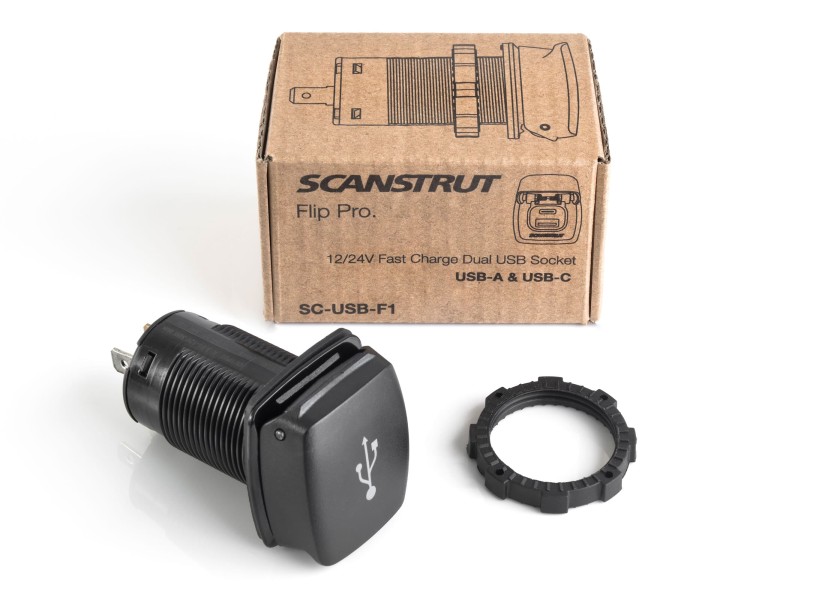 Купить Scanstrut SC-USB-F1 1xUSB-A&1xUSB-C 12/24V Двойной USB-штекер Flip Pro с быстрой зарядкой Black 7ft.ru в интернет магазине Семь Футов
