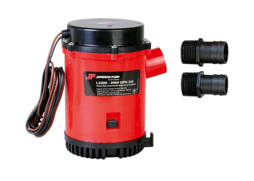 Купить Помпа трюмная Johnson Pump 32-2200-02 Heavy Duty Bilge 2200GPH 24В 4,5А 130л/мин для шланга Ø29/38мм погружная высокопроизводительная 7ft.ru в интернет магазине Семь Футов