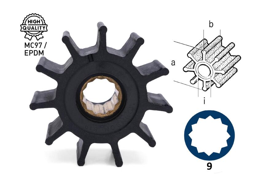 Купить Импеллер для охлаждения Johnson Pump 821BT 09-821BT-1 65мм со шлицами 7ft.ru в интернет магазине Семь Футов