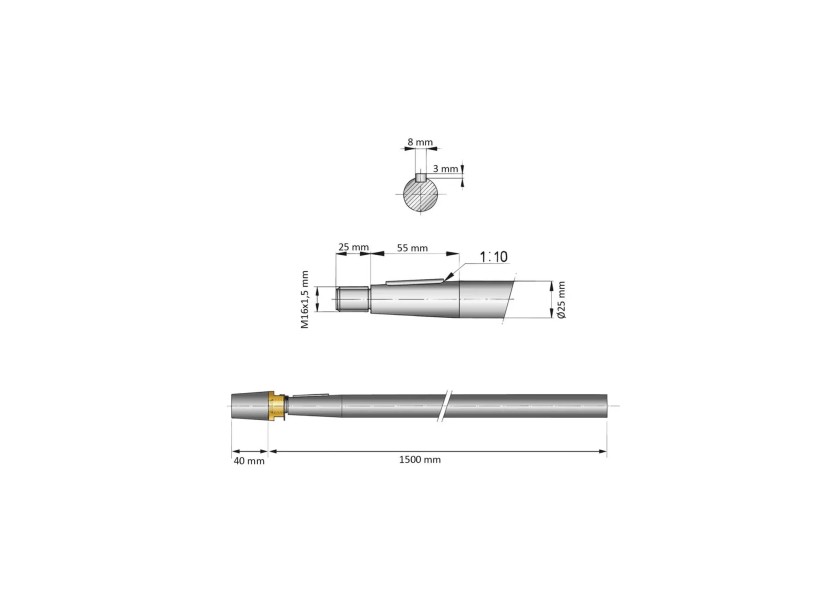 Купить Гребной вал Vetus SA25/1500 Ø25мм 1500мм из нержавеющей стали 7ft.ru в интернет магазине Семь Футов