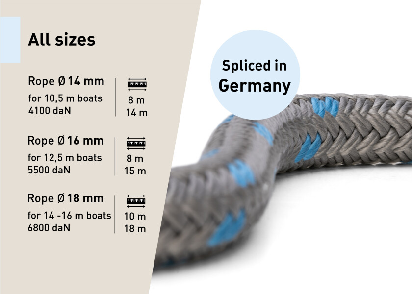 Купить Высокопроизводительный швартовный трос / с компенсатором швартовки и проушиной / титановый/синий / Веревка-Ø: 14 мм; Длина: 8 м 55862-bvs 7ft.ru в интернет магазине Семь Футов