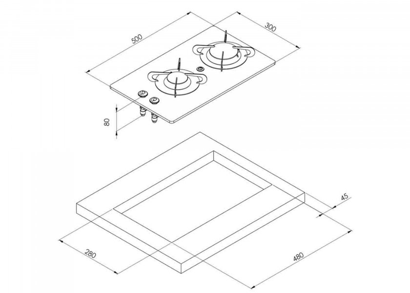 Купить CAN STEEL PV1357 Газовая варочная панель со стеклокерамикой / 2 конфорки 36644-bvs 7ft.ru в интернет магазине Семь Футов