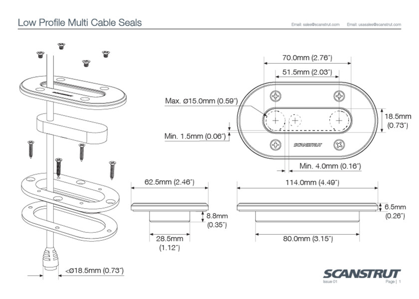 Купить Сальник кабельный Scanstrut DS-LP-MULTI-S 15мм 114х63х7мм класс защиты IP68 нержавеющая сталь AISI 316я сталь AISI 316 7ft.ru в интернет магазине Семь Футов