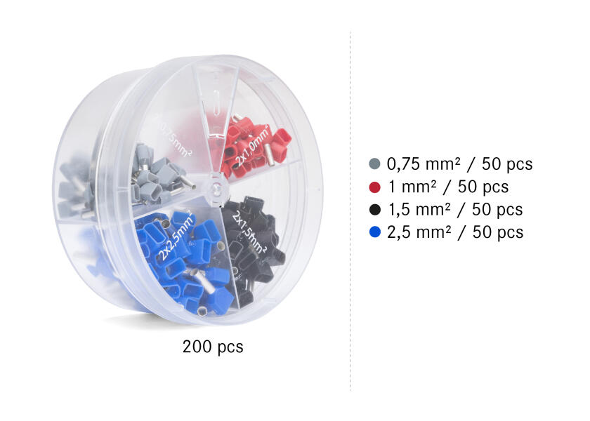 Купить Twin Ferrule Assortment Set / 0.75 - 2.5 mm² / 200-piece 46707-bvs 7ft.ru в интернет магазине Семь Футов