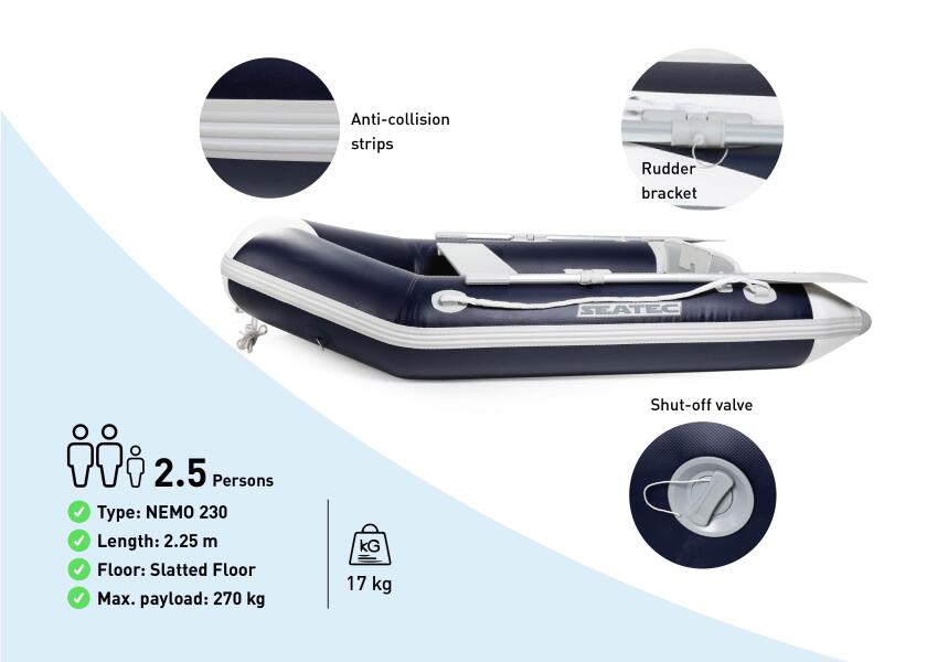 Купить SEATEC NEMO 230 Dinghy / Slatted floor / 2.5 person / 2.25 m / max. 3.3 HP 55635-bvs 7ft.ru в интернет магазине Семь Футов
