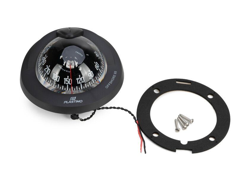 Купить Компас Plastimo Offshore 95 65733 12/24В для судна 6-10м c чёрной конической картушкой Ø81мм в чёрном корпусе Ø128x111мм горизонтальный врезной монтаж 7ft.ru в интернет магазине Семь Футов