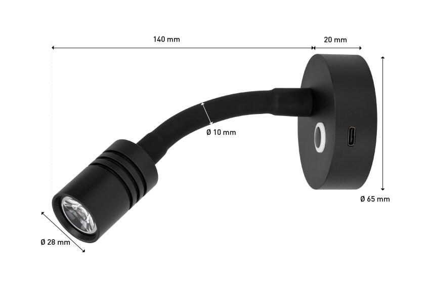 Купить SEATEC LED Reading Light with Dimmer & USB-C / black / warm white 31990-bvs 7ft.ru в интернет магазине Семь Футов