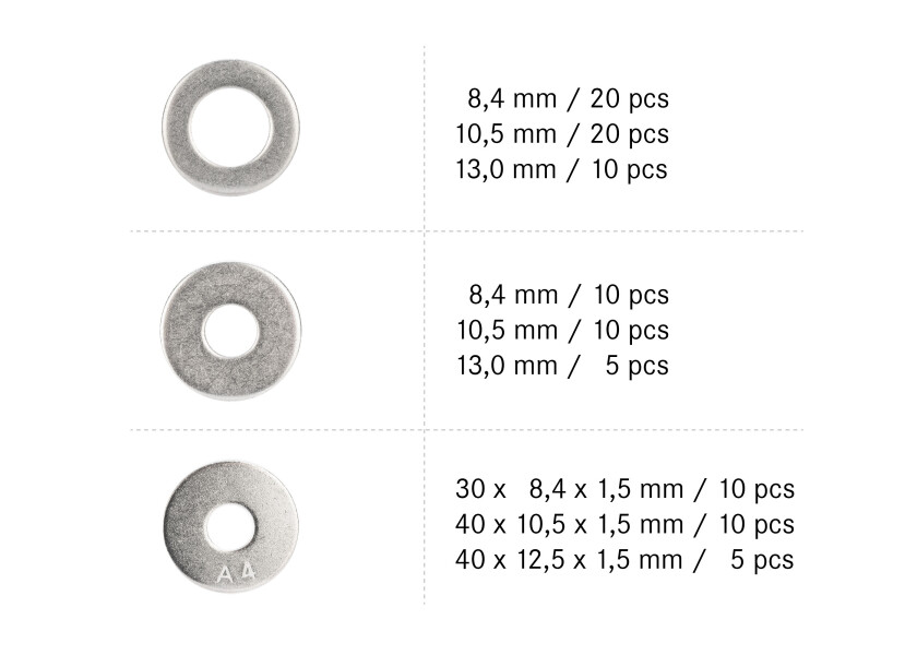 Купить Ассортиментная коробка/шайбы V4A/100 шт/8,4 - 13,0 мм 31520-bvs 7ft.ru в интернет магазине Семь Футов