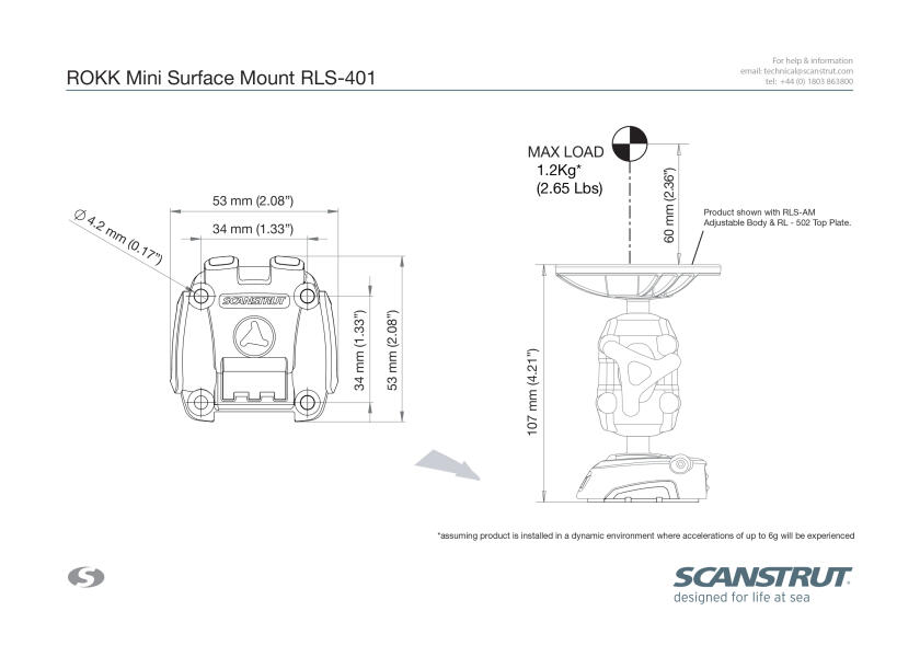 Купить Держатель Scanstrut Rokk Mini RLS-401 53 x 53 мм установка на поверхность 7ft.ru в интернет магазине Семь Футов