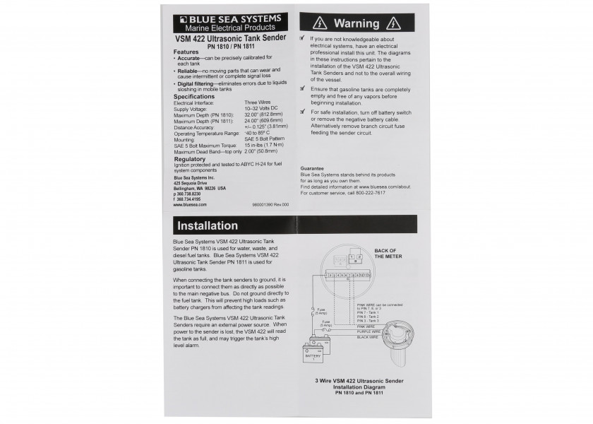 Купить Датчик уровня Blue Sea Vessel Systems Monitor 1810 10-32В дизель/вода/отходы 7ft.ru в интернет магазине Семь Футов