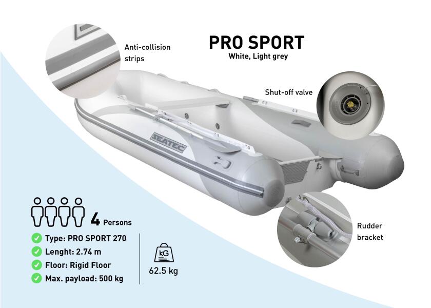 Купить SEATEC PRO SPORT 270 Inflatable Boat / rigid floor / 4-person / 2.74 m / max. 10 HP 55810-bvs 7ft.ru в интернет магазине Семь Футов