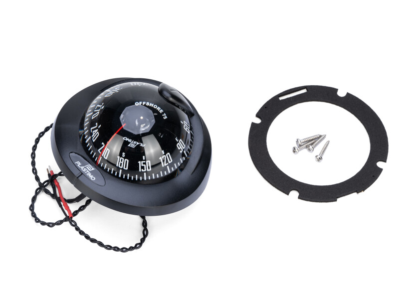 Купить Компас Plastimo Offshore 75 63857 12/24В для судна 5-8м c чёрной конической картушкой Ø70мм в чёрном корпусе Ø100x66мм горизонтальный врезной монтаж 7ft.ru в интернет магазине Семь Футов