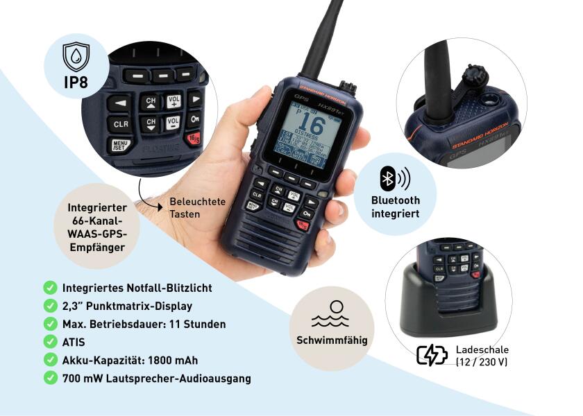 Купить STANDARD HORIZON AM070N004 HX891 BT/E Портативная радиостанция / Bluetooth / синий 7ft.ru в интернет магазине Семь Футов