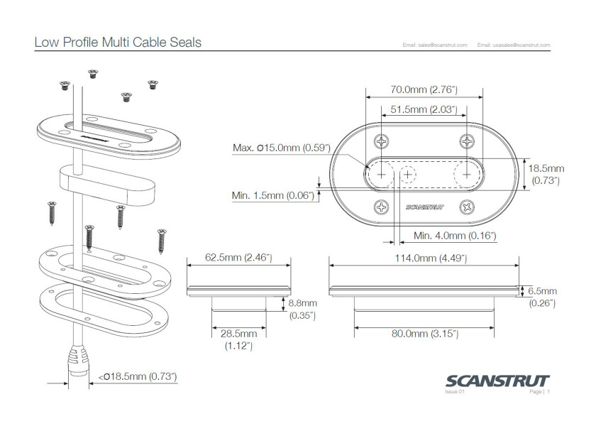 Купить Сальник кабельный Scanstrut DS-LP-MULTI-BLK 15мм 114х63х7мм для кабелей до 15мм класс защиты IP68 анодированный алюминий AISI 316 черного цветарованный алюминий черного цвета 7ft.ru в интернет магазине Семь Футов