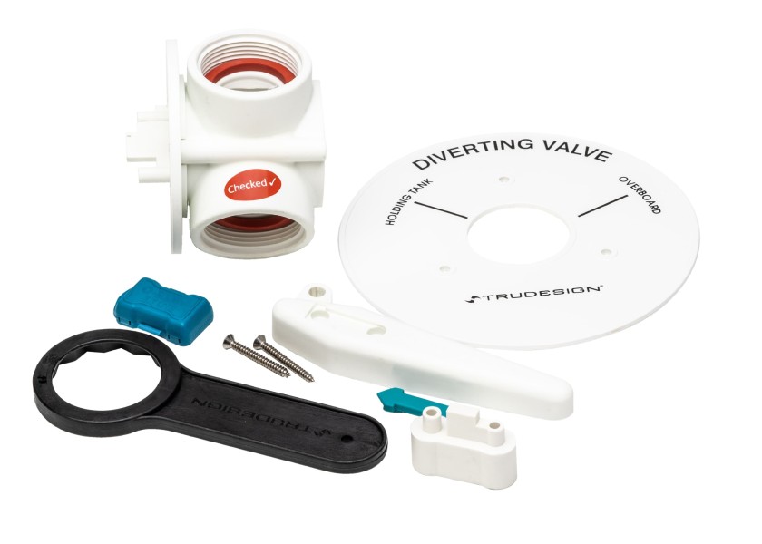 Купить Кран трехходовой для сточных вод TruDesign Aquavalve 90313 вн.резьба 1 1/2" для монтажа через перегородку из белого полиамида 7ft.ru в интернет магазине Семь Футов