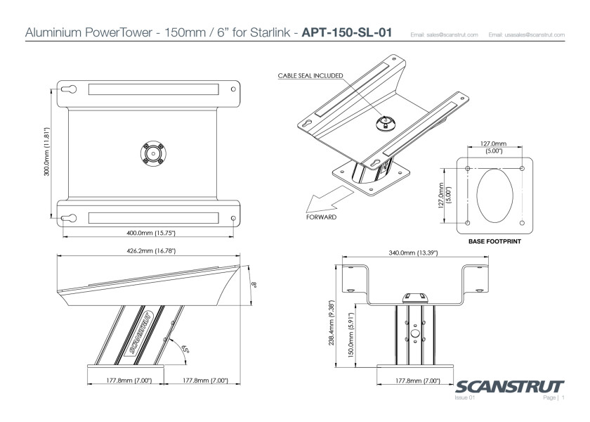 Купить SCANSTRUT APT-150-SL-01 PowerTower Starlink Antenna Mount / aluminium 31505-bvs 7ft.ru в интернет магазине Семь Футов