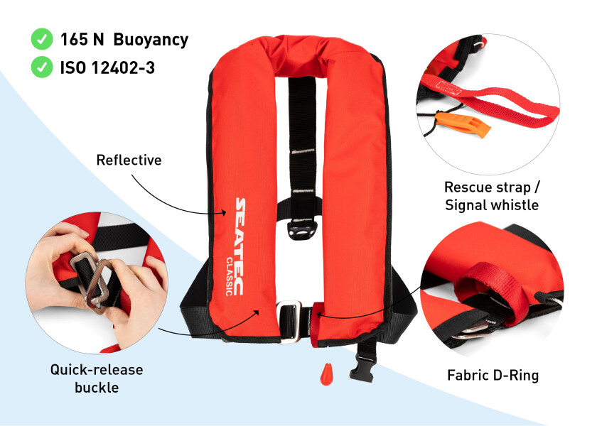 Купить SEATEC 99087 CLASSIC 165 XL Автоматический спасательный жилет 165 XL / 165 N / красный 7ft.ru в интернет магазине Семь Футов