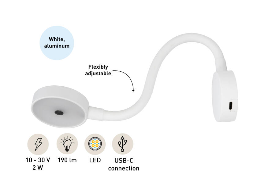 Купить SEATEC LED Reading Light with Dimmer & USB / white 31989-bvs 7ft.ru в интернет магазине Семь Футов