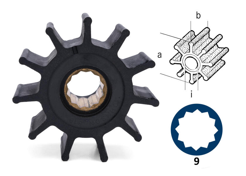Купить Импеллер для охлаждения Johnson Pump 814B 09-814B 95мм со шлицами 7ft.ru в интернет магазине Семь Футов