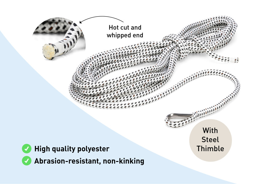 Купить GLEISTEIN 55382 BAVARIA швартовный трос/с коушем/белый/черный / Веревка-Ø: 16 мм; Длина: 8 м 55382-bvs 7ft.ru в интернет магазине Семь Футов
