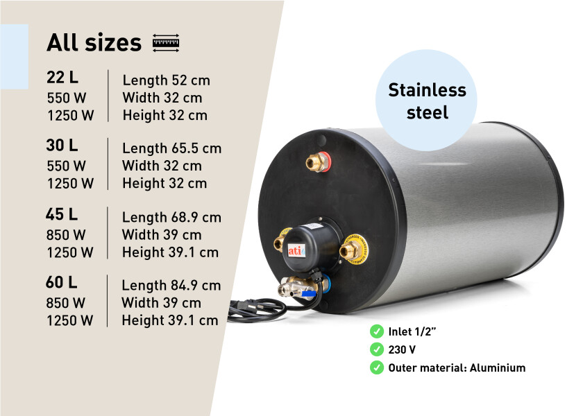 Купить ATI Water Heater / stainless steel / 22-60 litre 31726-bvs 7ft.ru в интернет магазине Семь Футов