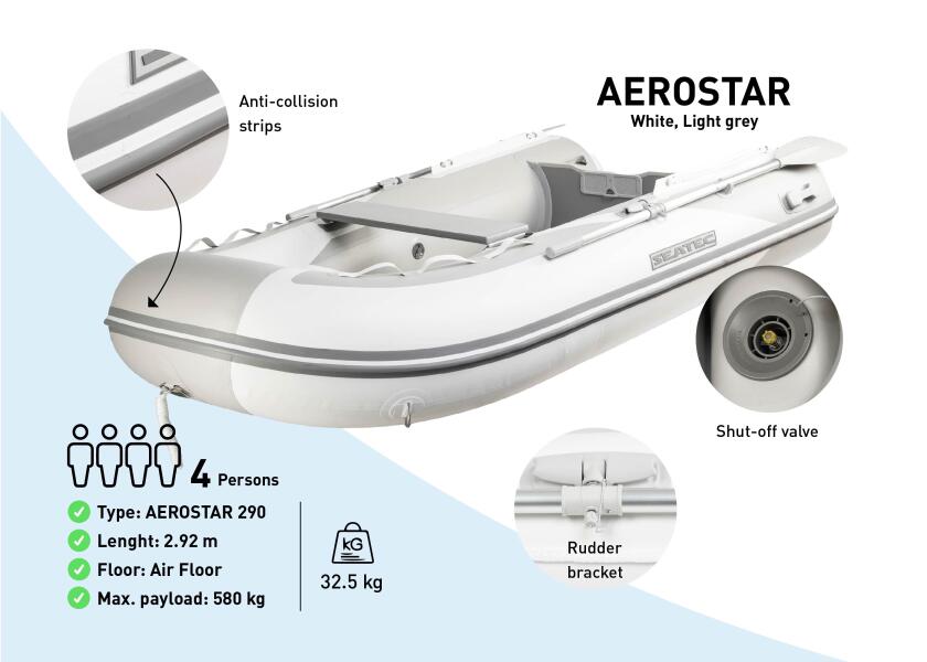 Купить SEATEC AEROSTAR 290 Yacht Tender / Airfloor / 4 Person / 2.92 m / max. 8 HP 56142-bvs 7ft.ru в интернет магазине Семь Футов