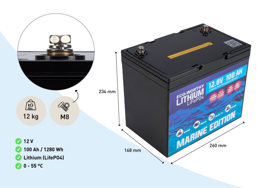 Купить Морская литиевая батарея LiFePO4 / 12 В / 100 Ач 7ft.ru в интернет магазине Семь Футов