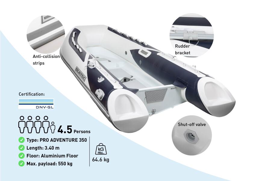 Купить SEATEC 55807 Надувная лодка RAB Pro Adventure 350 / алюминиевый пол / 4,5 человека / 3,40 м / с двигателем до 14,7 кВт / макс. 20 л.с. 7ft.ru в интернет магазине Семь Футов