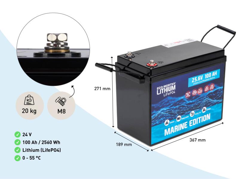Купить Морская литиевая батарея LiFePO4 / 24 В / 100 Ач 7ft.ru в интернет магазине Семь Футов