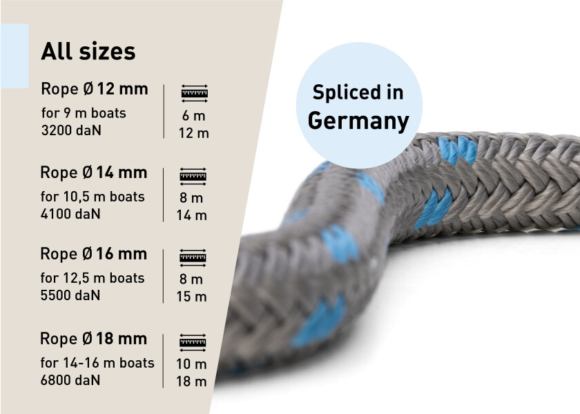 Купить ADVANCE-Швартовочный трос с сращенной проушиной и кожаным чехлом / титановый/синий / Веревка-Ø: 18 мм; Длина: 10 м 7ft.ru в интернет магазине Семь Футов