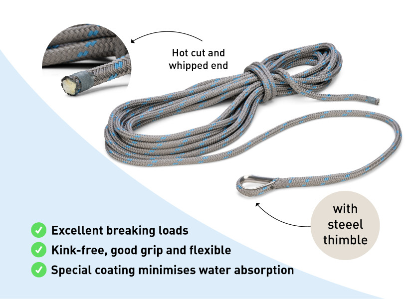 Купить GLEISTEIN 55985 DOCK-FLEX - Швартовный трос / с коушем / из титана/синий / Веревка-Ø: 10 мм; Длина: 6 м 55985-bvs 7ft.ru в интернет магазине Семь Футов