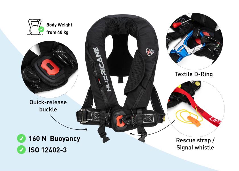 Купить VELERIA SAN GIORGIO HURRICANE EVO 160 Life Jacket / 160 N / black 57820-bvs 7ft.ru в интернет магазине Семь Футов