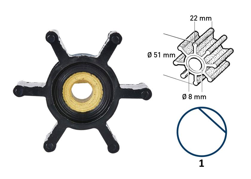 Купить Импеллер маслостойкий с лыской Johnson Pump 824P 09-824P-9 Ø50,8x22мм из чёрного нитрила 7ft.ru в интернет магазине Семь Футов