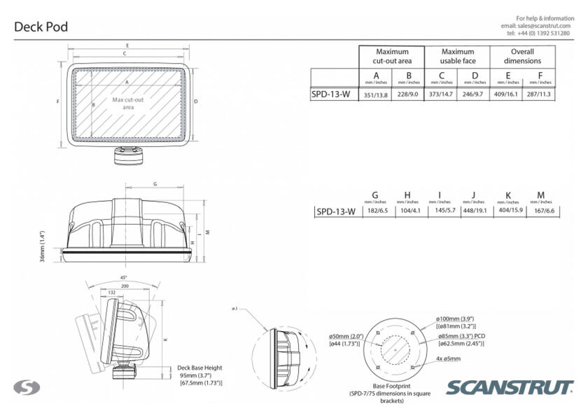 Купить SCANSTRUT Крепление устройства DECK POD для дисплеев размером до 12 дюймов / SPD-13-W 7ft.ru в интернет магазине Семь Футов
