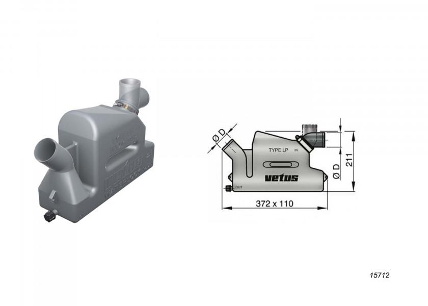 Купить Гидрозатвор Vetus WLOCKL45R 4,3л 372x110x211мм входное соединение Ø45мм 360° для выхлопного шланга Ø45мм 7ft.ru в интернет магазине Семь Футов