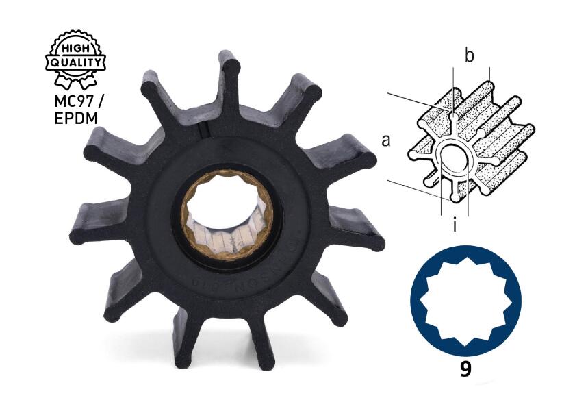 Купить Импеллер для охлаждения Johnson Pump 09-812BT-1 57мм со шлицами 7ft.ru в интернет магазине Семь Футов