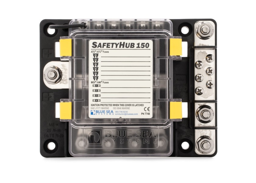 Купить Блок предохранителей Blue Sea SafetyHub 150 7748 12-32В 600А IP66 10 цепей с защитой от возгорания 7ft.ru в интернет магазине Семь Футов