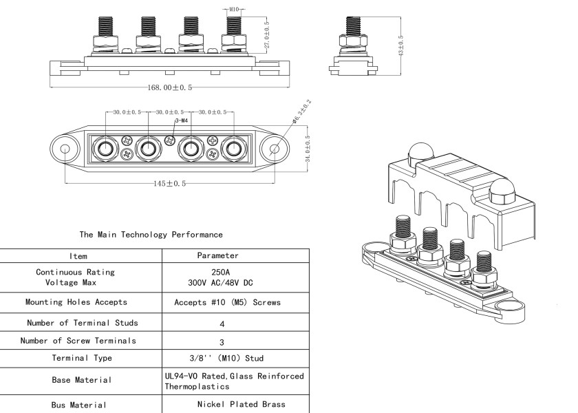 Купить SEATEC Busbar with Housing / 4x M10 / 3x M4 / black 29741-bvs 7ft.ru в интернет магазине Семь Футов