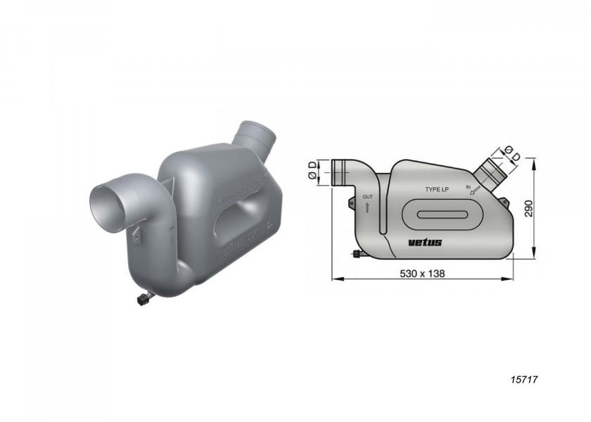 Купить Гидрозатвор Vetus WLOCKL45R 4,3л 372x110x211мм входное соединение Ø45мм 360° для выхлопного шланга Ø45мм 7ft.ru в интернет магазине Семь Футов
