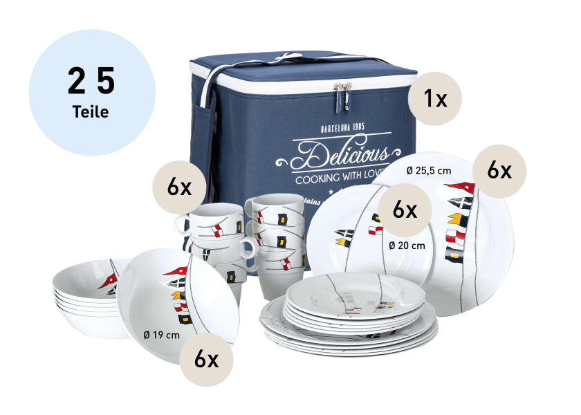 Купить Набор посуды на 6 человек Marine Business Regata 12144 24 предмета из меламина в сумке 7ft.ru в интернет магазине Семь Футов