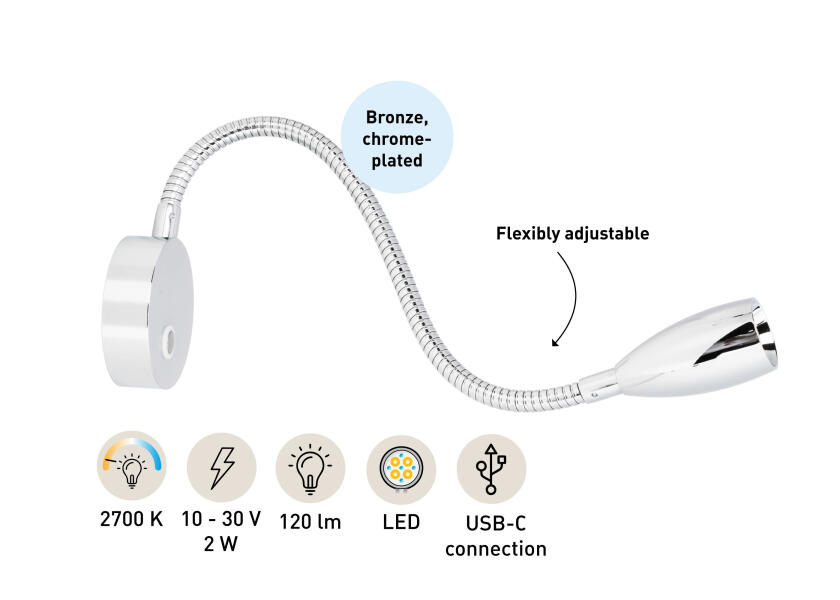 Купить SEATEC LED Reading Light / flexible arm / with touch switch and USB charging port 29813-bvs 7ft.ru в интернет магазине Семь Футов