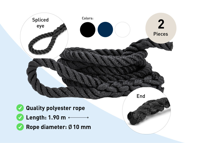 Купить SEATEC Fender Line, Black / 1.9 m / 10 mm / 2 pieces 55823-bvs 7ft.ru в интернет магазине Семь Футов