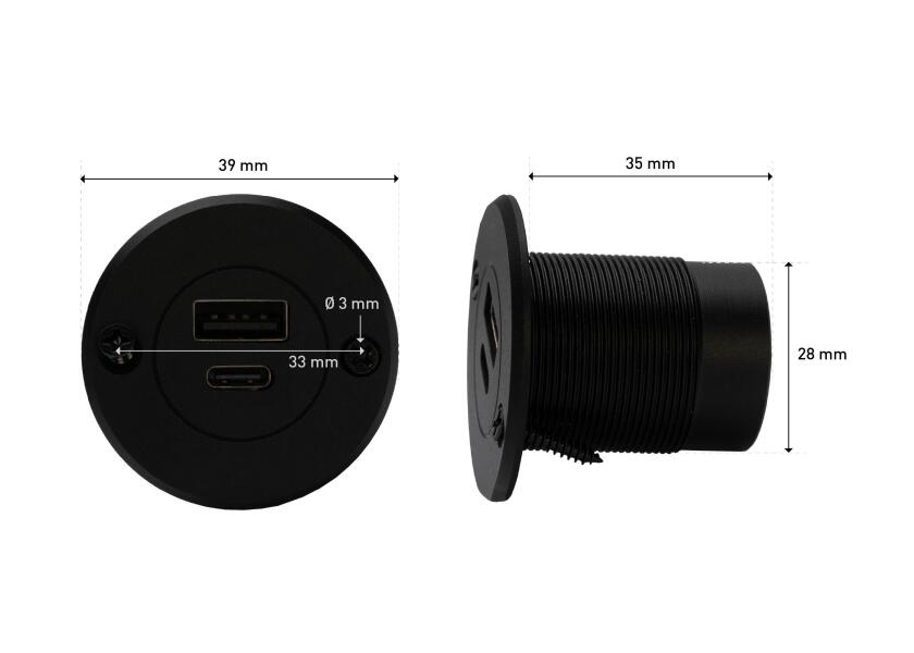 Купить SEATEC Двойная розетка USB питания USB-C/A с монтажной пластиной / IP65 / из алюминия 7ft.ru в интернет магазине Семь Футов