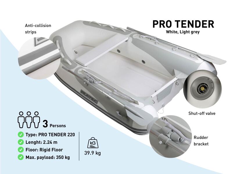 Купить SEATEC PRO TENDER 220 Inflatable Boat / Rigid Floor / 3-person / 2.24 m / max. 5 HP 55808-bvs 7ft.ru в интернет магазине Семь Футов