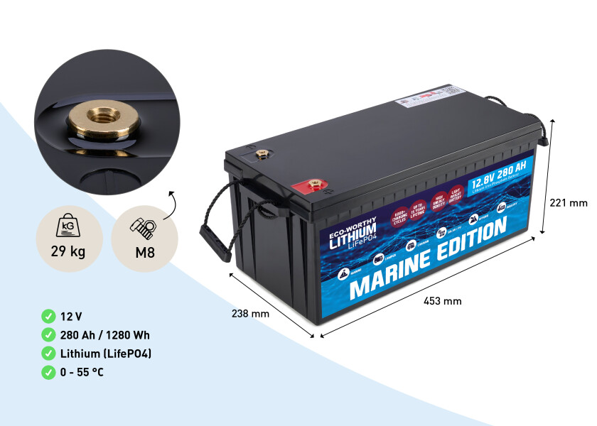 Купить Морская литиевая батарея LiFePO4 / 12 В / 280 Ач 7ft.ru в интернет магазине Семь Футов